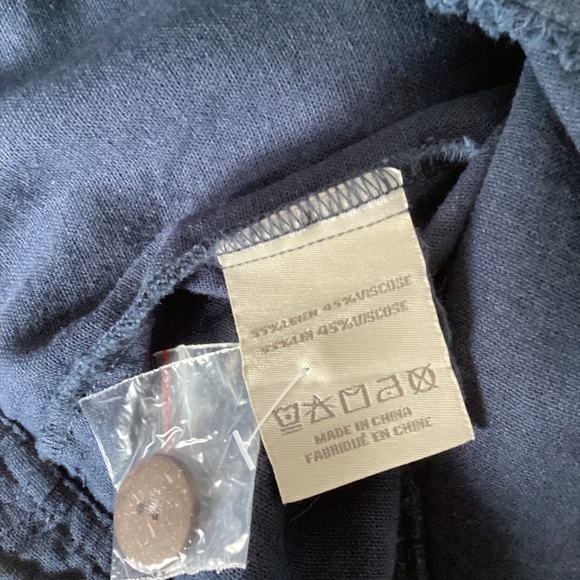 Charlie Paige Raw Edge Linen Bomber Jacket, Navy, Large - Picture 8 of 8